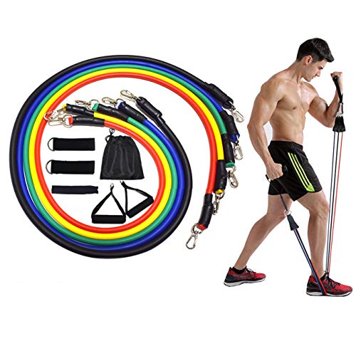 OcaseQ Exercise Resistance Bands Set Fitness Stretch Workout Bands 11PC for Resistance Training with OcaseQ Exercise Resistance Bands Set Fitness Stretch Workout Bands 11PC for Resistance Training with
