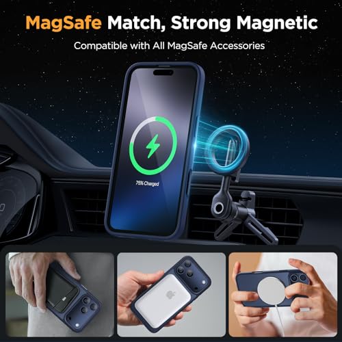 Image of Miracase Magnetic for iPhone 17 Pro Max Case (Compatible with MagSafe) with Screen Protector Military-Grade Protection, Anti-Fingerprint Matte Phone Cover for iPhone 17 Pro Max 6.9 inch, Blue