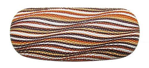 Glasses Case For Men & Women, Bumpy Hard Shell Eyeglass Case, Colorful Waves, Brown