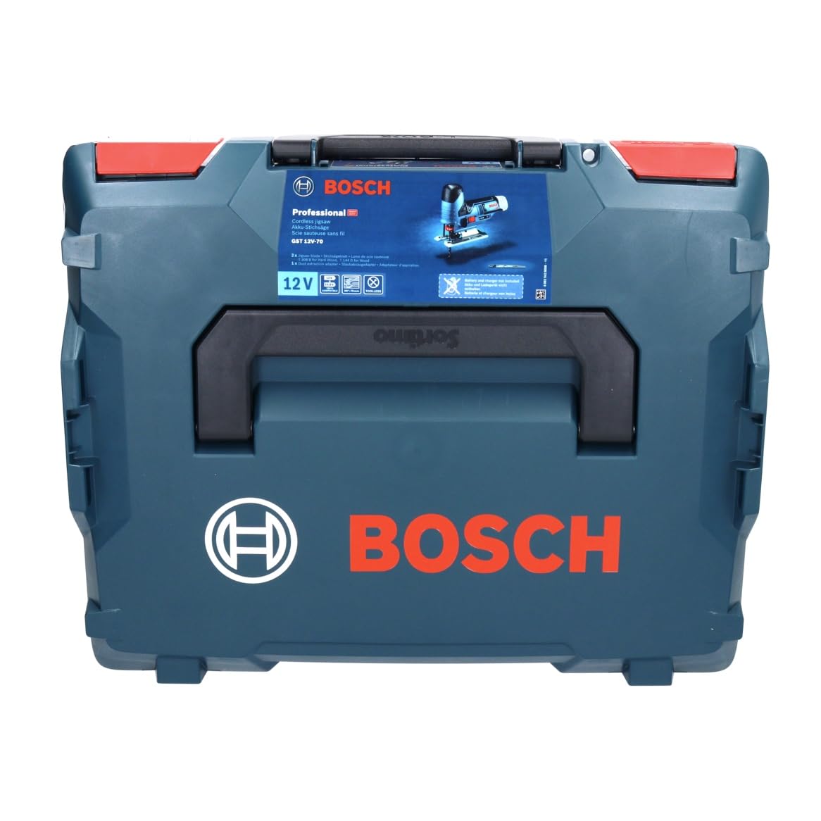 Bosch GST 12 V-70 akumulatorowa wyrzynarka 12 V w walizce L-Boxx + 2 x akumulator 6,0 Ah + ładowarka