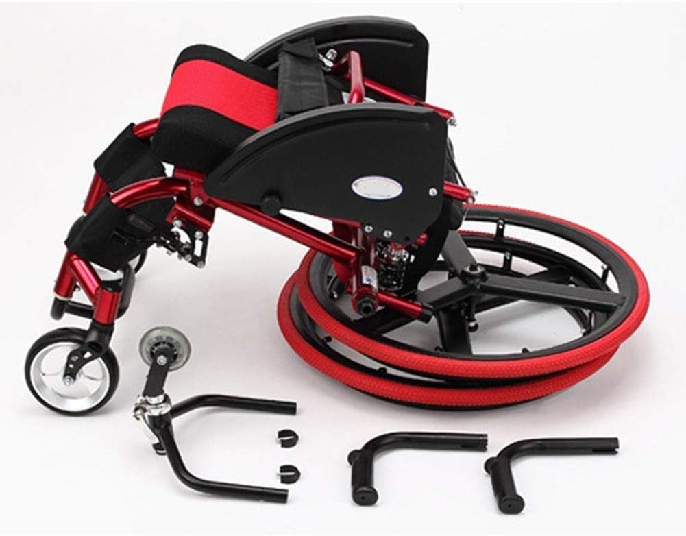 Sedia a rotelle sportiva per il tempo libero, ruote grandi per il tempo libero per disabili per adulti Sedia a rotelle manuale sportiva portatile pieghevole leggera per tutti i terreni per disabili