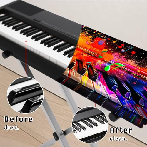 Image of Nuxovilar Neon Keys Piano Cover Elastic Milk Silk 88 Key | Elastic Protector Keyboard Guard Digital Instrument Wrap Dusting Home Studio Performance (Neon Lit Keys)