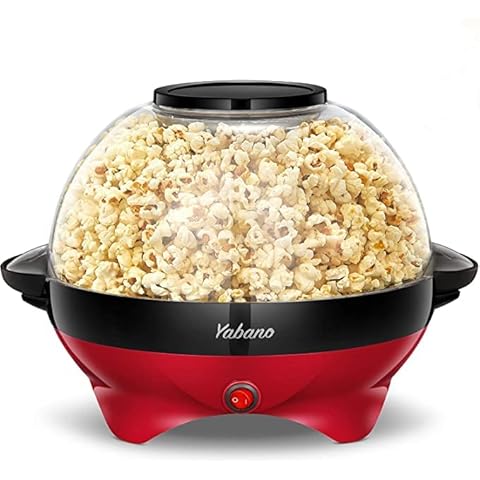 Popcorn Machine, 6-Quart Popcorn Popper maker, Nonstick Plate, Electric Stirring with Quick-Heat Technology, Cool Touch Handles (Red&Black) Cover