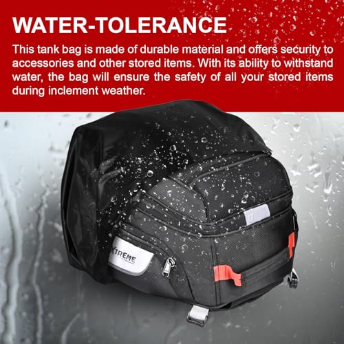 Image of Allextreme 22L Magnetic Tank Bag for Bike | Durable Motorcycle Storage with Rain & Dust Cover, Strong Magnets, Straps & Multi-Pocket Design | Universal Bag for Daily Riding & Travel (Black)