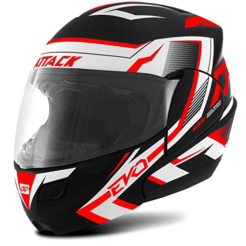 CAPACETE ESCAMOTEÁVEL PRO TORK ATTACK EVO FOSCO PRETO - VERMELHO TAM. 60
