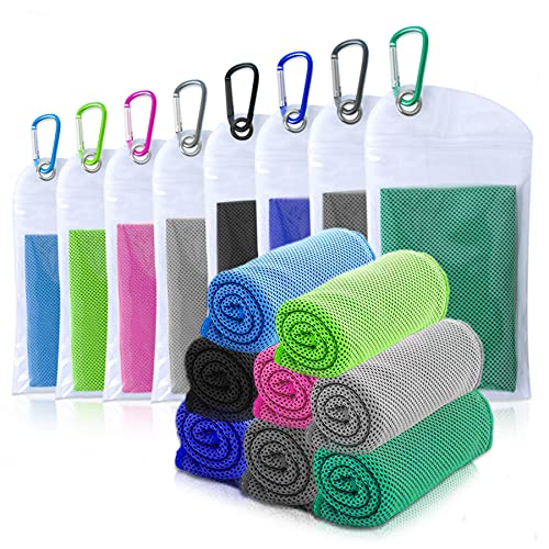 Amgico Cooling Towel 8 Pack, Cooling Towels for Neck, 40" x 12"Ice Towel Breathable Cold Towel,Instant Cooling Towel for Head,Perfect Yoga, Golf, Sports, Gym, Workout, Athletes, Camping Towel