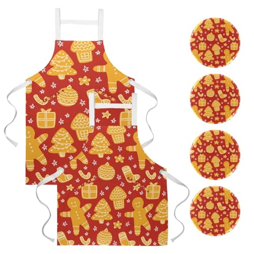 Lot de 2 tabliers de cuisine bonhomme de neige avec 4 broches pour le service