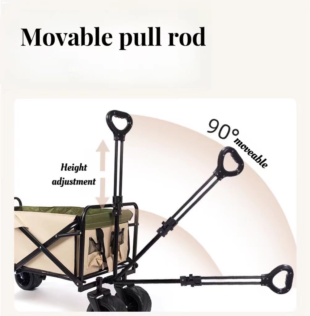 Faltbarer Strandwagen mit Lar All-Terrain-Rädern, 100 l Fassungsvermögen, tragbar, zusammenklappbar, mit 2 Ketten, für Outdoor, Camping, Strand, Garten