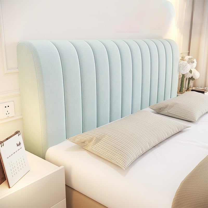 XIFUHUI Velvet Headboard Cover All-inclusive Stretch Headboard Slipcover Universal Thicken Solid Color Quilted For Single/double/king Size Bed Bedroom Décor(Blue,200cm)