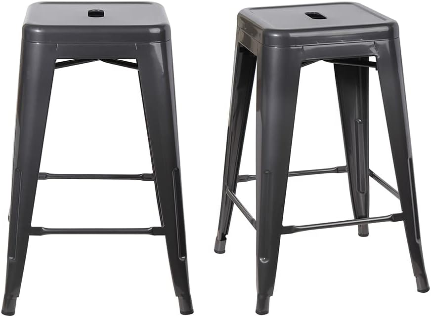 GIA 24-Inch Counter Height Backless Metal Stool Chair, Coffee, Set of 2