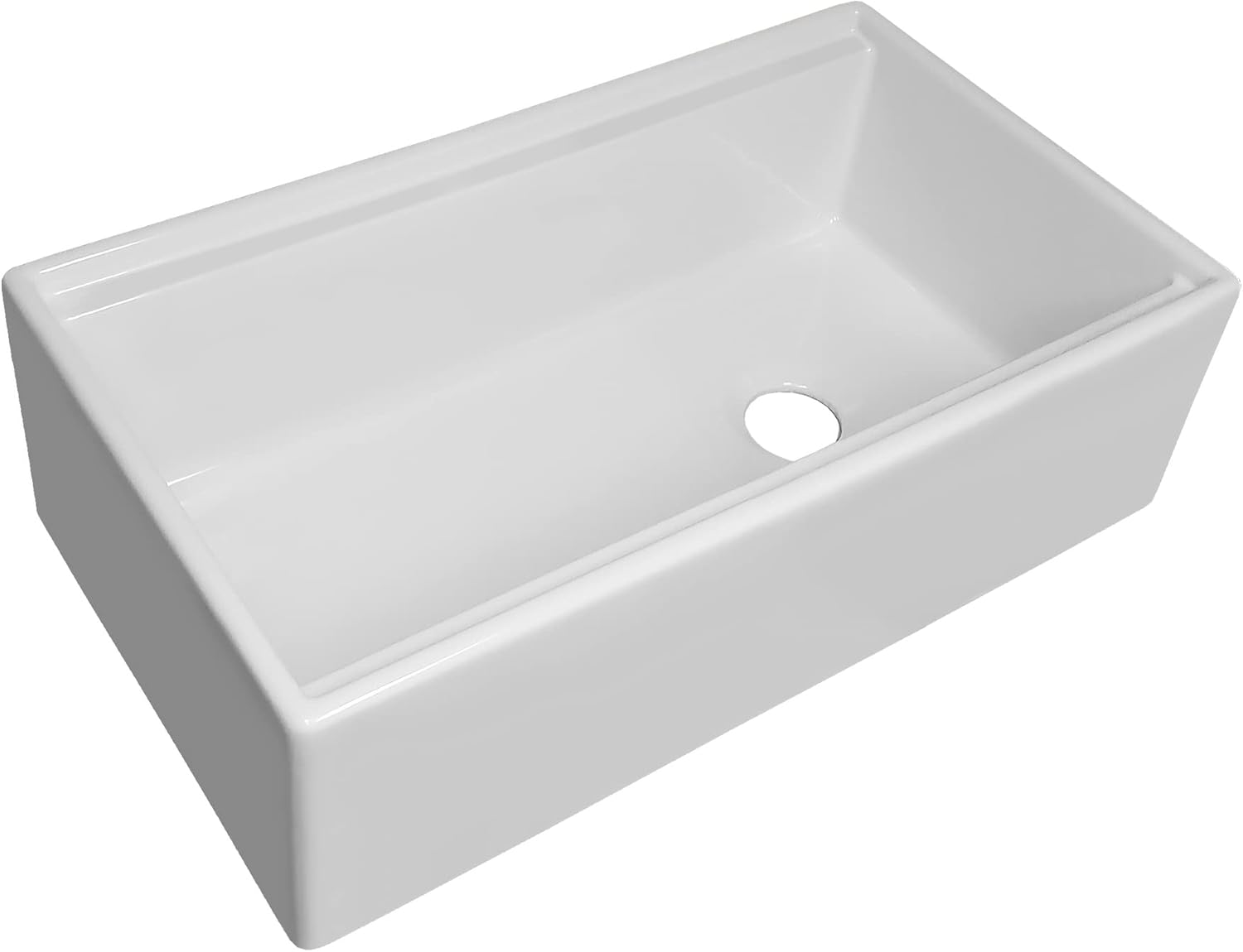 Whitehaus Collection 33" Reversible Single Bowl Fireclay Sink Set with a Smooth Front Apron, Walnut Wood Cutting Board and Stainless Steel Grid