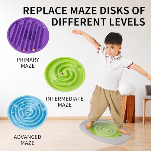Image of Balance Board for Kids, Toddler Balance Board Maze | Wobble Board with 6 Colored Balls,3 Replacement Labyrinth Boards, Balancing Board Physical Therapy for Sensory Training