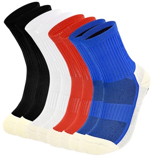 ELUTONG Kids Grip Soccer Socks Anti Slip Football Athletic Sports Crew Socks for 4-16 Years Youth Boys Girls (New Upgrade)