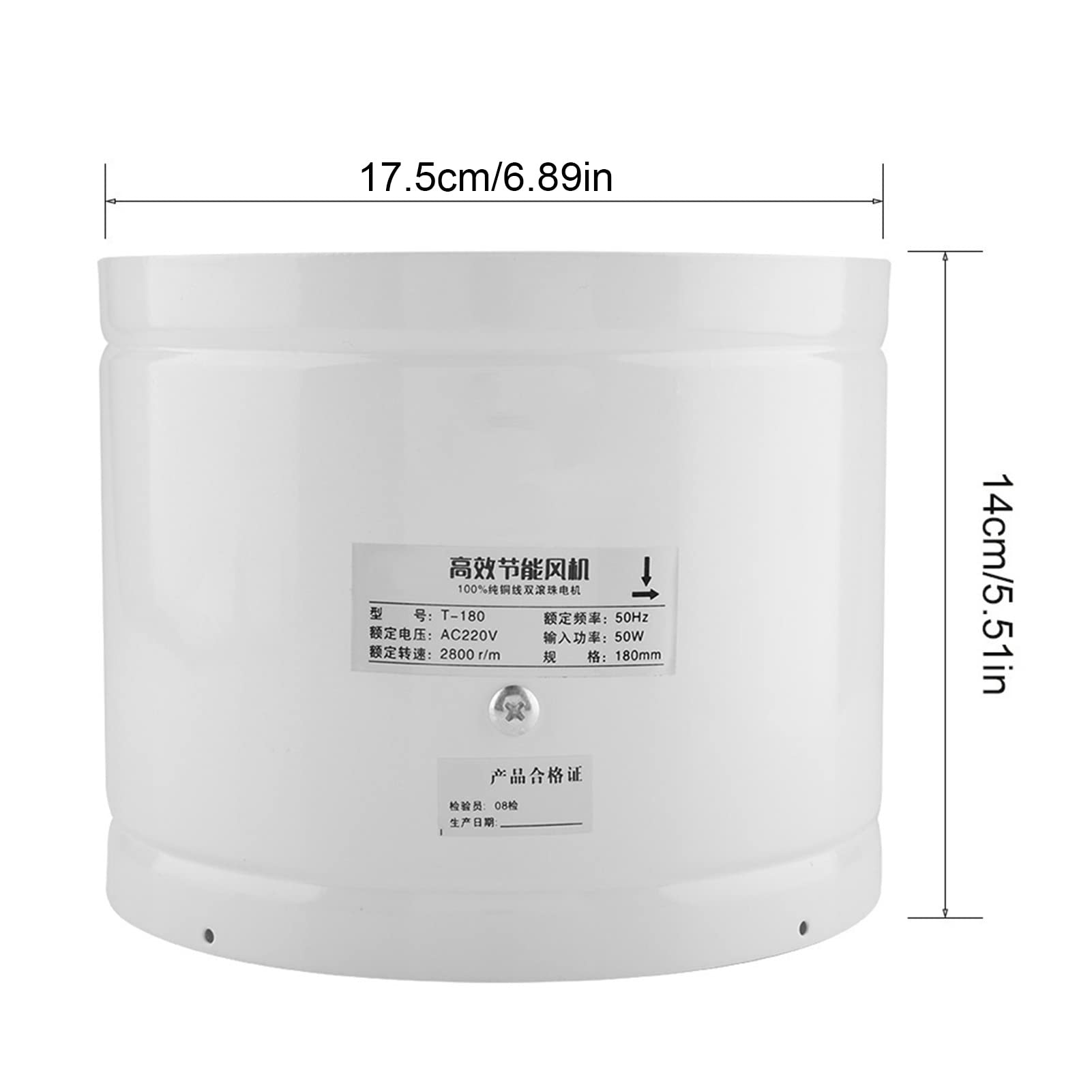 Wentylator wylotowy 50 W, 220 V, 180 mm, cichy wentylator wyciągowy, ścienny układ wydechowy, wentylacja wylotowa, do kuchni, łazienki, toalety