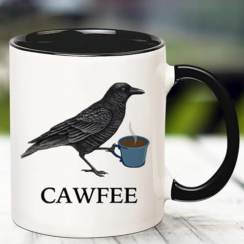 Miniatura 3 de Taza Cawfee, taza de cuervo, taza de pájaro, taza para amantes de los pájaros, taza de observación de aves, regalos Cawfee, taza de café novedosa de