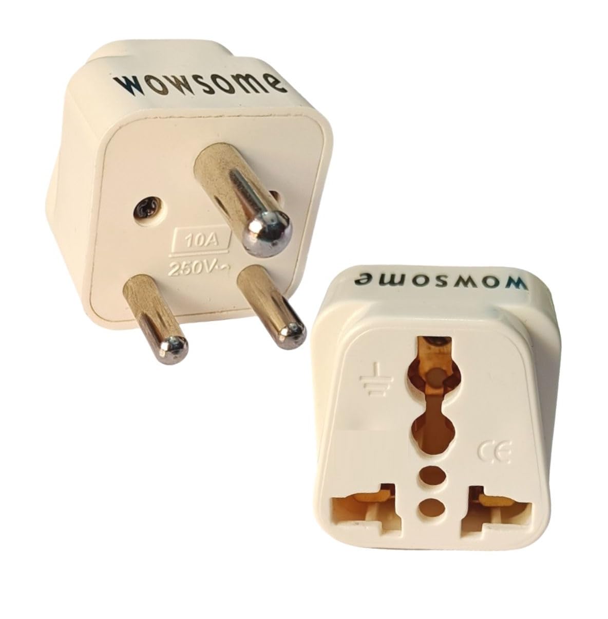 2 Pcs. Universal Type D Travel Adapter Plug for India – Compatible with Worldwide (USA, UK, EU, Aus, Japan, Europe,) Plug Devices use in Indian Socket – Plug Converter – Pack of 2 (White)