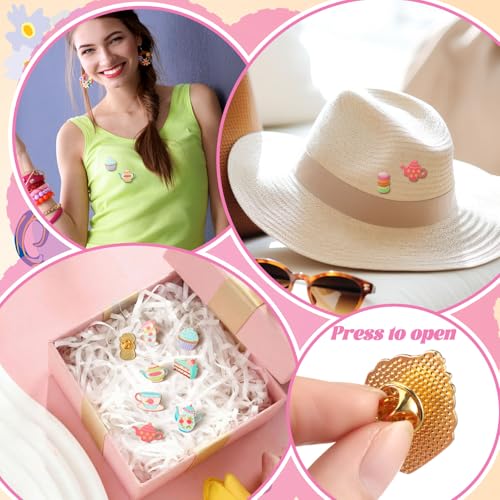 Image of Yinkin 32 Pcs Tea Party Enamel Pins Bulk Tea Cup Lapel Pin Alloy Brooches Pins Backpack Badges Brooch for Clothing Bag Hat Jacket Decor