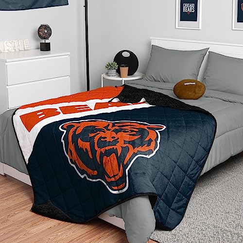 FOCO Chicago Bears NFL Team Color Wordmark Weighted Blanket