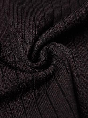 Hardaddy Men's Ribbed Knit Sweater Casual Long Sleeve Polo Sweater Collared V Neck Polo Shirts Solid Pullover Tops Reddish Black L — view 2