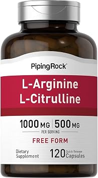 Piping Rock L-Arginine L-Citrulline Supplement 1500 mg | 120 Capsules