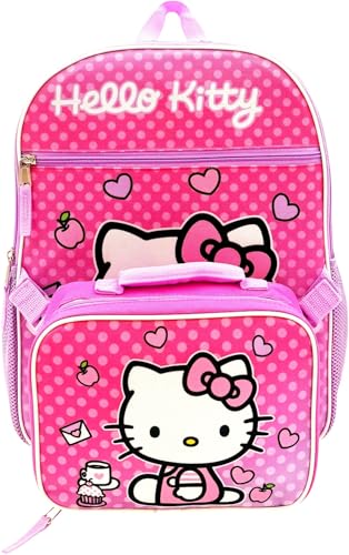 Fast Forward 16 Backpack With Removable Lunch Box Set - 2 Piece Book Bag And Insulated Lunch Box Bundle (Hello Kitty)