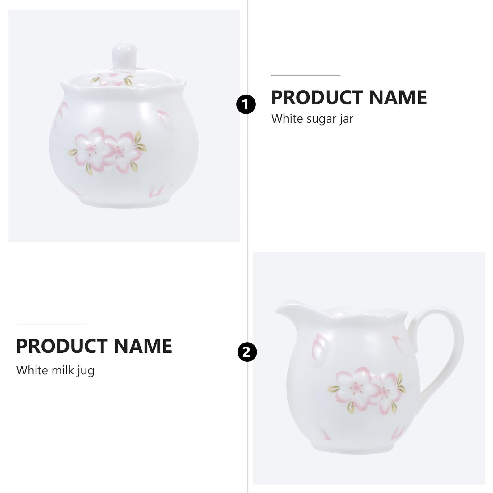 Pot à Lait et Sucrier en Céramique, 1 Set, Blanc