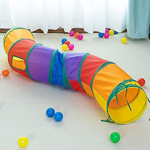 iCAGY Cat Tunnel for Indoor Cats Interactive, Rabbit Tunnel Toys, Pet Toys Play Tunnels for Cats Kittens Rabbits Puppies Crinkle Pop Up Rainbow 47" Shape S Cover