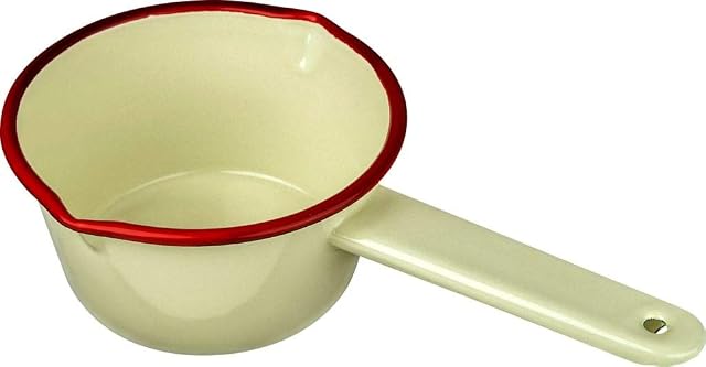 New Falcon Enamel Milk Pan Cream with Red Trim 654214