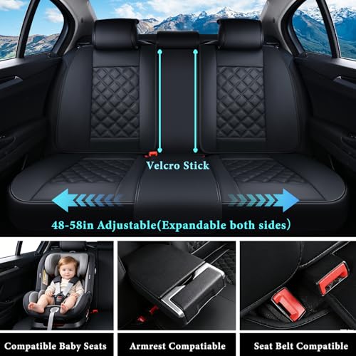 Image of Leather Seat Covers Full Set Universal Fit for Honda Civic Accord CRV Toyota Camry Prius Rav4 Corolla Kia Lexus Nissan Mazda Jeep Cherokee and Most Cars, Waterproof Car Seat Cover Seat Protector Black