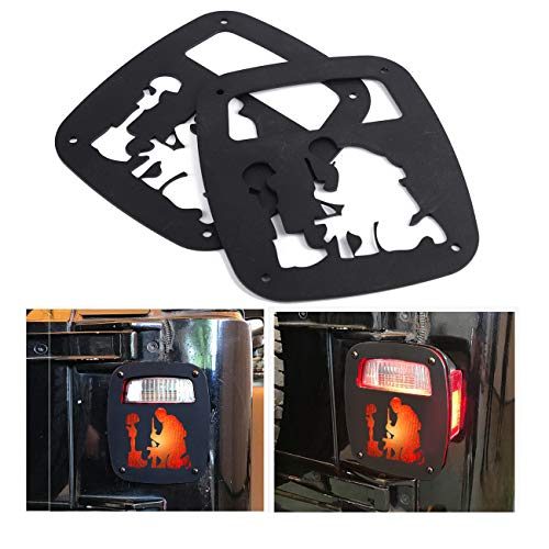 Partol YJ Tail Light Cover For Jeep Wrangler TJ YJ 1987-2006, Exterior Tail Light Guard Protect Shade Hollow Out Rear Tail Light Covers (Soldier)