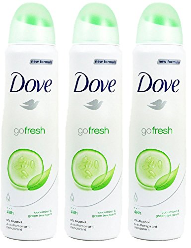 Dove body spray Anti-Perspirant/Anit-Transpirant, pack of 3X250ml/8.5oz, Cucumber & green tea