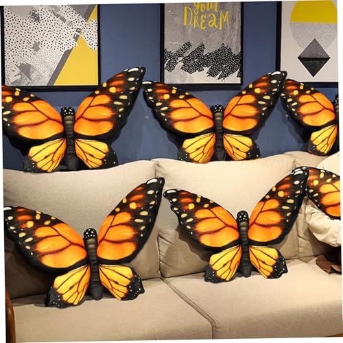 Oreiller Papillon | Coussin Papillon 3D Jaune en Peluche Douce pour Lit - 6
