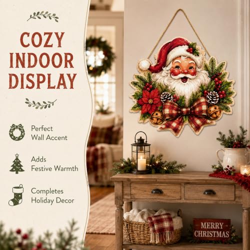 Image of Christmas Decorations - 2D Printed Flat Vintage Santa Claus Welcome Sign