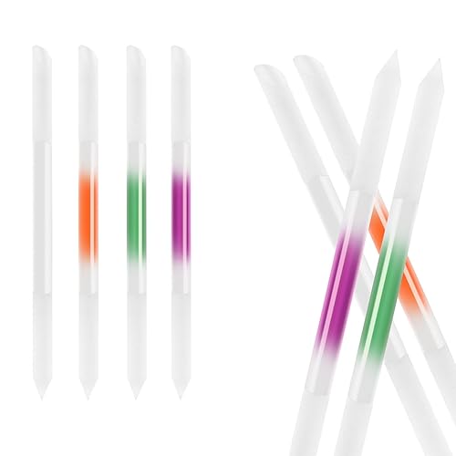 heemeei 4 piezas de empujador de cutículas de vidrio, palito de manicura de doble extremo, lima de vidrio empujador de cutículas de cristal,