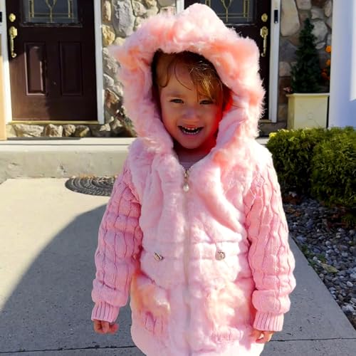 Baby Girls Infant Winter Knited Fur Outerwear Coats Snowsuit Clothing Jackets3