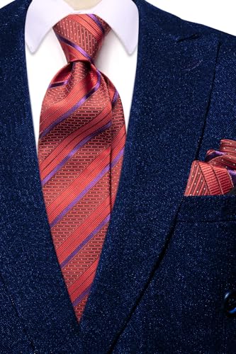 Image of Hi-Tie Men's Silk Ties Formal Woven Classic Necktie Pocket Square Cufflinks Lapel Pin Set Wedding Business