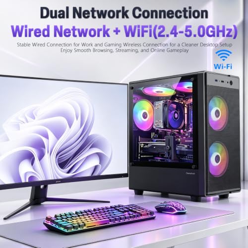 Image of ZER-LON Prebuilt Gaming PC Desktop, Core I5 Desktop Computer up to 3.6 GHz | RX 550 4GB Graphics Card, 16GB RAM, 512GB SSD, WiFi, RGB Fan, Win11, Tower Computer for Game, Office and Study