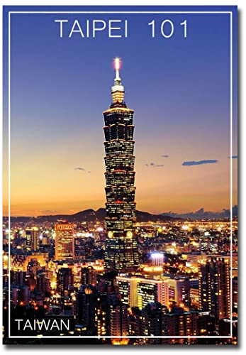 Taipei 101 Taipei, Taiwan at Night Fridge Magnet Size 2.5" x 3.5"