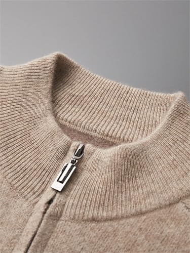 Men's Cashmere Knit Cardigan Sweater Zipper Long Sleeve Fall Winter Color Matching Warm Outerwear 7