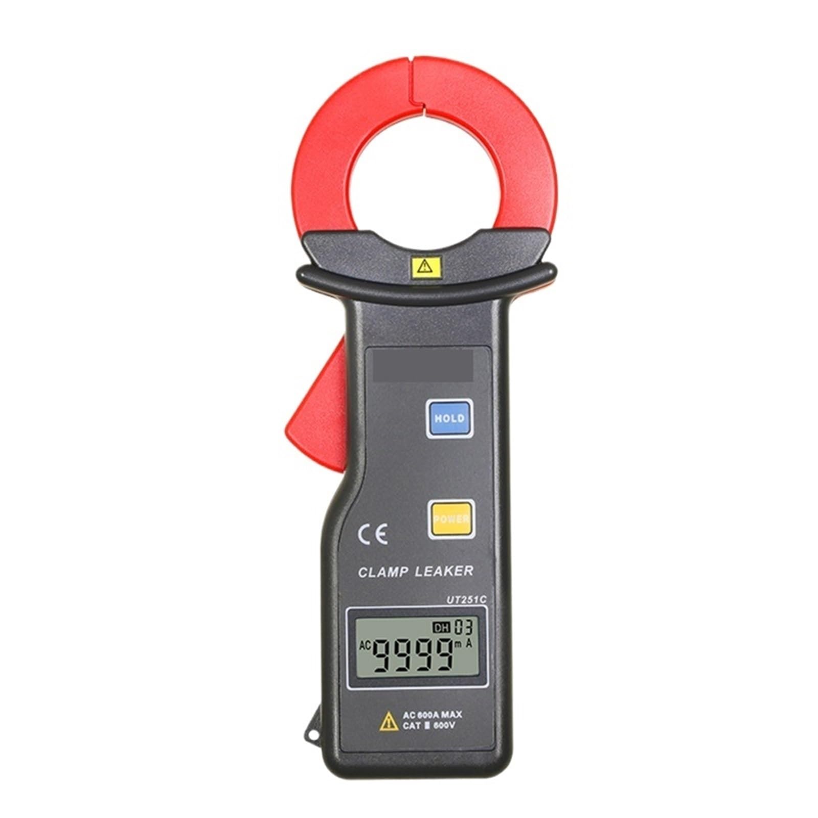 Pinza amperimétrica UT251C de 600 A, amperímetro de alta sensibilidad, comprobador de corriente de fuga, rango automático, pantalla de 1000