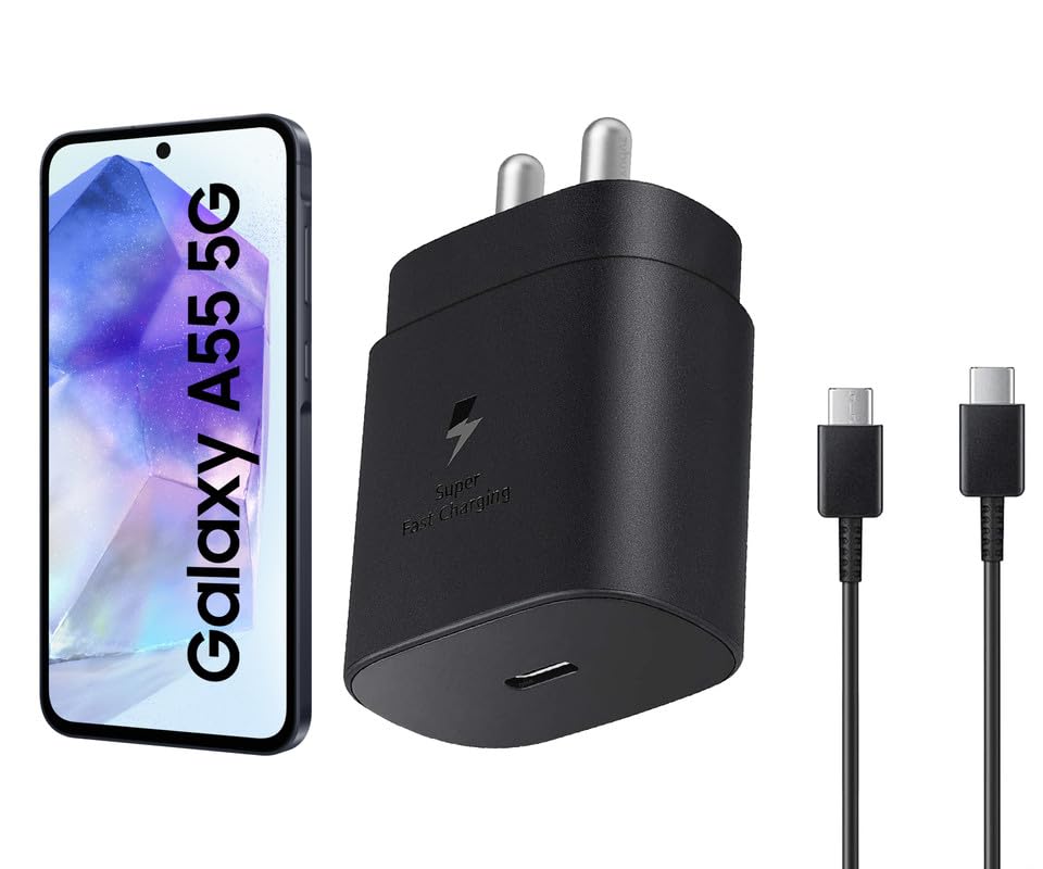 Image of 25W Type C Charger for Samsung Galaxy A55 5G | USB C to C Port Super Fast Charging Adapter for Galaxy Tab S9 Ultra /S9 Fe /S9 plus /S9 /A9 /A9 Plus /S8, 25 w Quick Mobile Phone Adaptor USB-C Device, Black