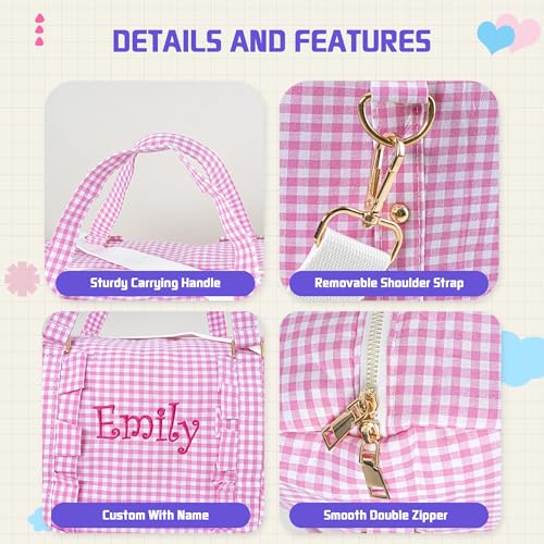 MT WORLD Girls Duffle Bag, Personalized Kids Overnight Bag, Dance Bags for Girls, Monogrammed Toddler Travel Bag, Weekender Duffle Bag for Travel Sleepover Dance (Pink)4