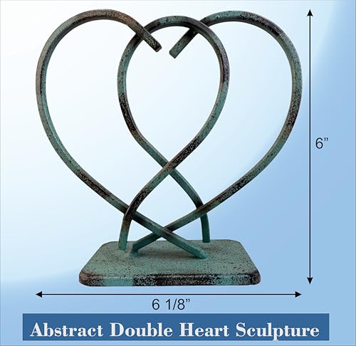 Escultura Abstracta Corazón Doble en Metal Rústico miniatura 3