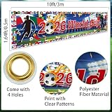 World Cup Banner for 2026 International Flags Decorations Around The World Cup Backdrop 118×20Inch World Map Trophy Photo Backdrop Cloth for Soccer Party, Bar, Home (Blue)