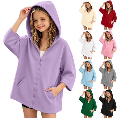 Sweatshirts for Girls Zip Up Hoodie Oversized Jacket with Pockets | Oversized Drop Shoulder Hooded Top Soft Comfy Sweatshirt with Pockets forSchool Lounge Outdoor Fall Winter - image 1