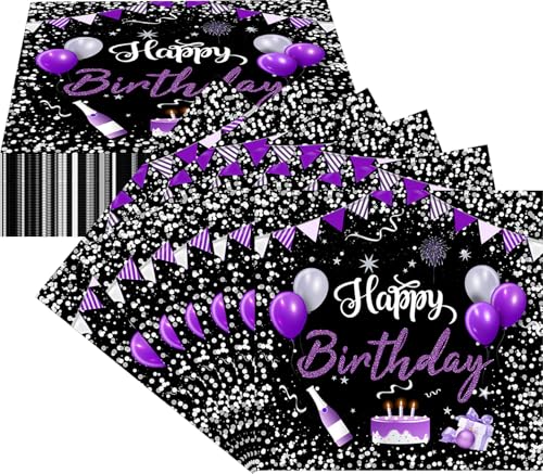 Ovanda Lila Servietten Geburtstag, 20 Stück Happy Birthday...