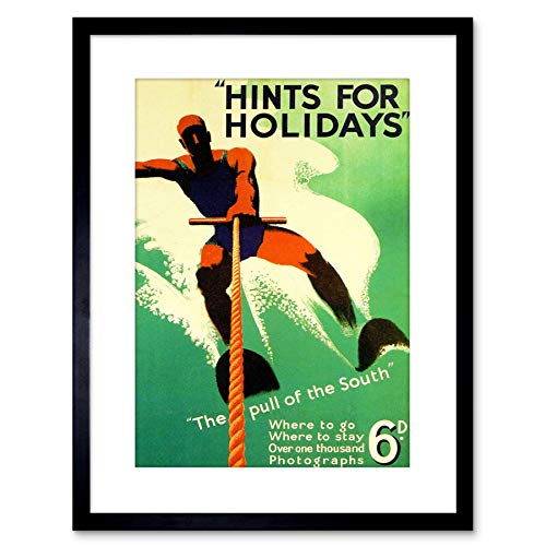 Wee Blue Coo Travel Sport Water Ski Holiday South Coast Sea UK Framed Wall Art Print Regno Unito