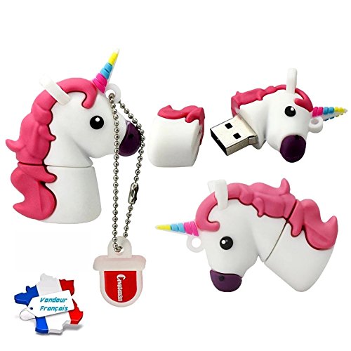 CLE USB Unicornio Blanca Capacidad 16 GB, y Patines rápido 2 A 3 días. Empresa Francesa. Tapez cleusbenfolie en la Barra de investigación para Plus de Llaves USB Originales