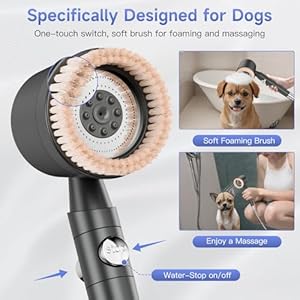 5 Mode Dog Shower Attachment, Soft Brush Dog Shower Head with ON/OFF Switch, 6.5 Feet Stainless Steel Shower Hose, Adhesive Shower Holder, Dog Washing Station for Home Indoor Use 5 Mode Dog Shower Attachment Soft Brush Dog Shower Head with ONOFF Switch 65 Feet Stainless Steel Shower Hose Adhesive Shower Holder Dog Washing Station for Home Indoor Use