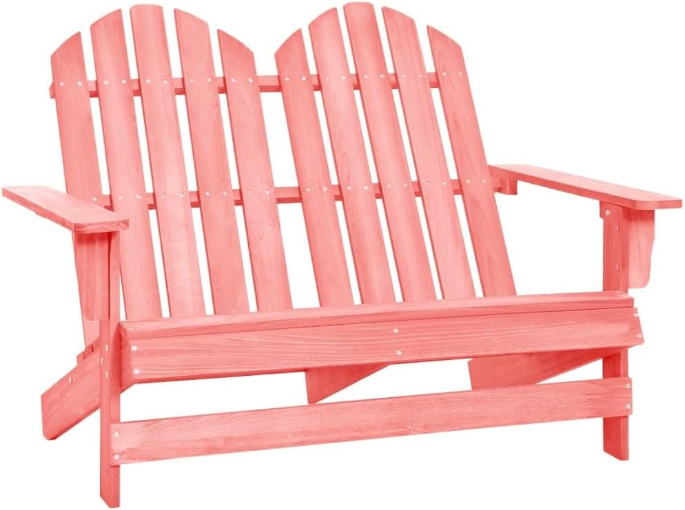 vidaXL Adirondack Style 2-Seater Patio Chair - Pink - Solid Fir Wood - Weather-Resistant Outdoor Lounge Seating for Garden or Patio